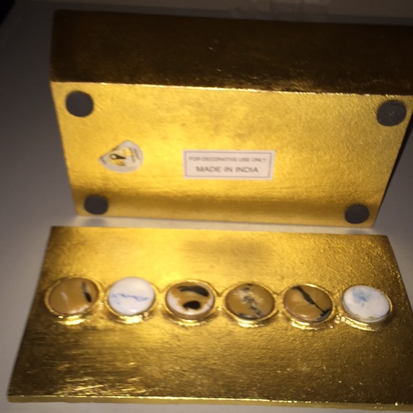 Storage & Organization Gold Metal Box With Decorative Discs On Lid
